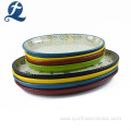 Hand Color Custom Ellipse Decorative Ceramic Plate